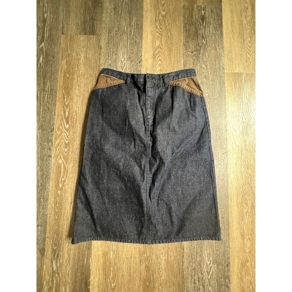 Gap Denim Midi Skirt Women 12 Blue Excellent Western Canvas Yoke‎ Dark Wash 90s